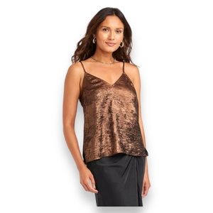 A New Day Women’s Metallic Spaghetti Strap Cami Tank Top Y2K Shimmer Copper S